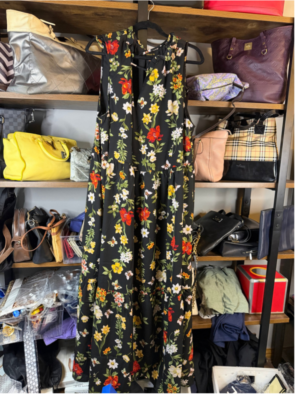 Women's Sugarlips Floral Maxi Dress Black Red